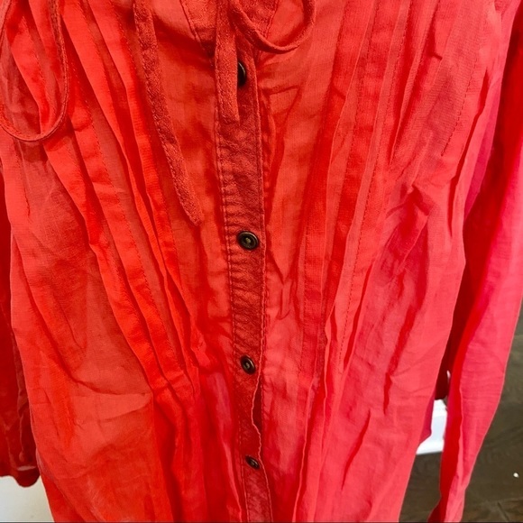Free People Semi Sheer Button Up Blouse, Med - Picture 3 of 7